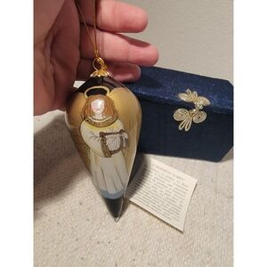Li Bien Hand Painted Glass Ornament Original Box 1999 Angel W/ Harp‎